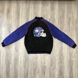 Vintage NFL New York Giants Football Jacket Suede Varsity Men's Size Large Y2K